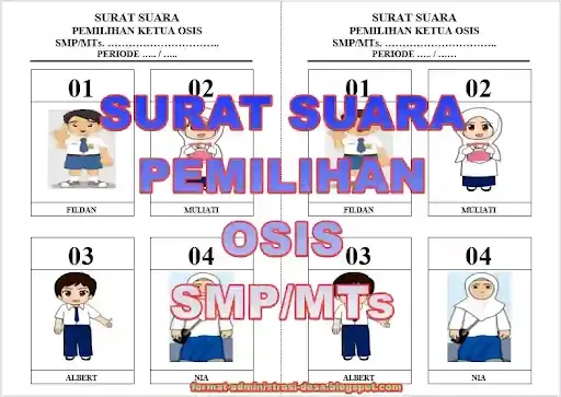 Download Contoh Format Surat Suara Pemilihan Ketua OSIS SMP/MTs Doc/Word dan PDF, Cara Membuat surat suara OSIS