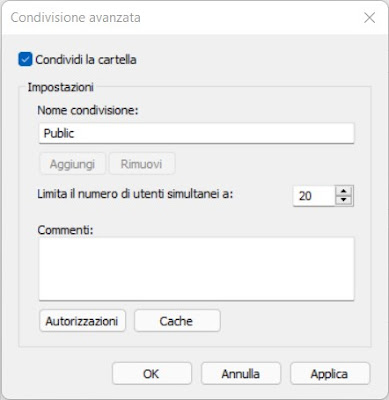 Condivisione avanzata