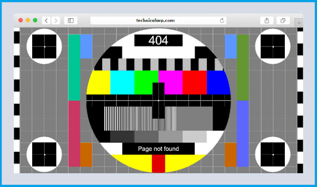 graphical 404 page video test card in pure CSS HTML
