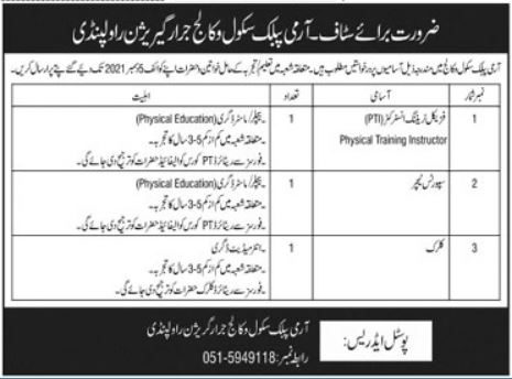 Army Public School & College Rawalpindi Jobs 2021 | Latest Job in Pakistan
