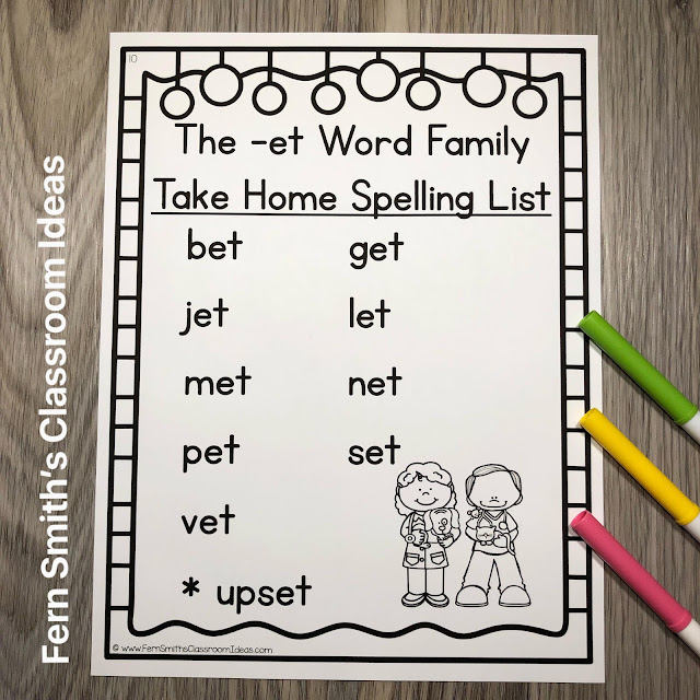 Click Here to Download The New & Improved -et Word Family Spelling Unit to Use in Your Classroom Today!