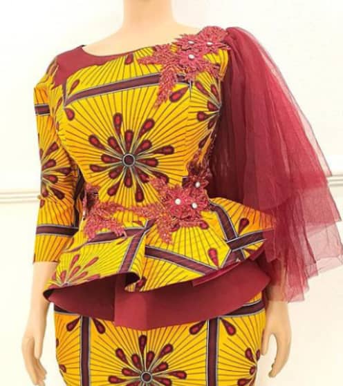 Ankara and Lace Blouse Designs For Wrappers And Skirts