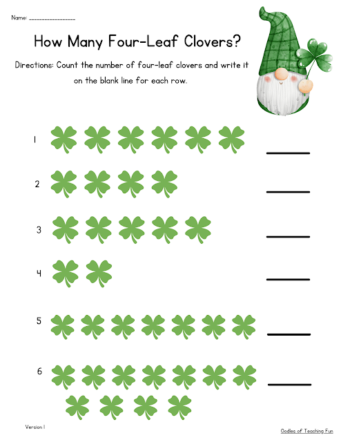 Counting worksheet free