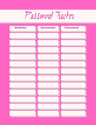 10 Free Password Tracker Free Printables For Instant Download - Multiple Colors And Simple Minimalist Design