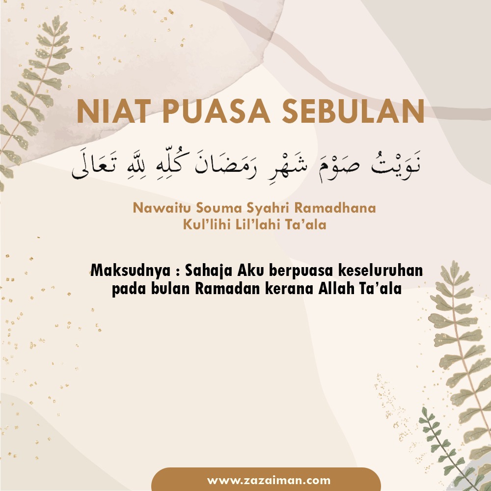 Lafaz Niat Puasa Ramadan dan Sebulan