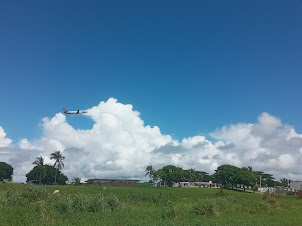 Plane take- off  at Nadi International Airport.