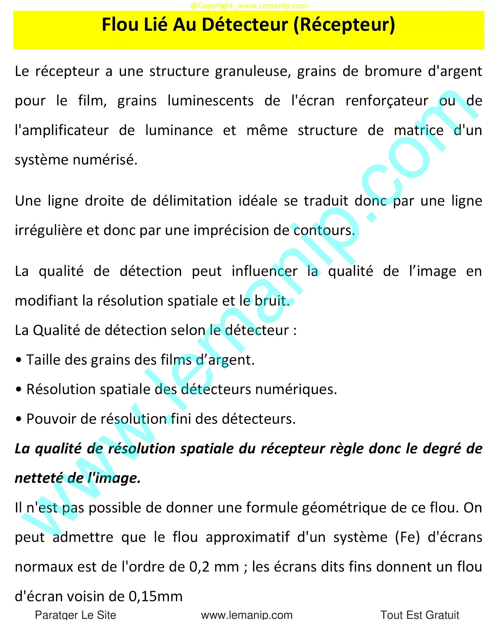 Flou Lié Au Détecteur (Récepteur)