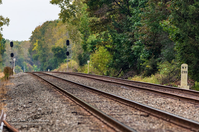 Milepost 299, still standing from the days of the New York Central Railroad