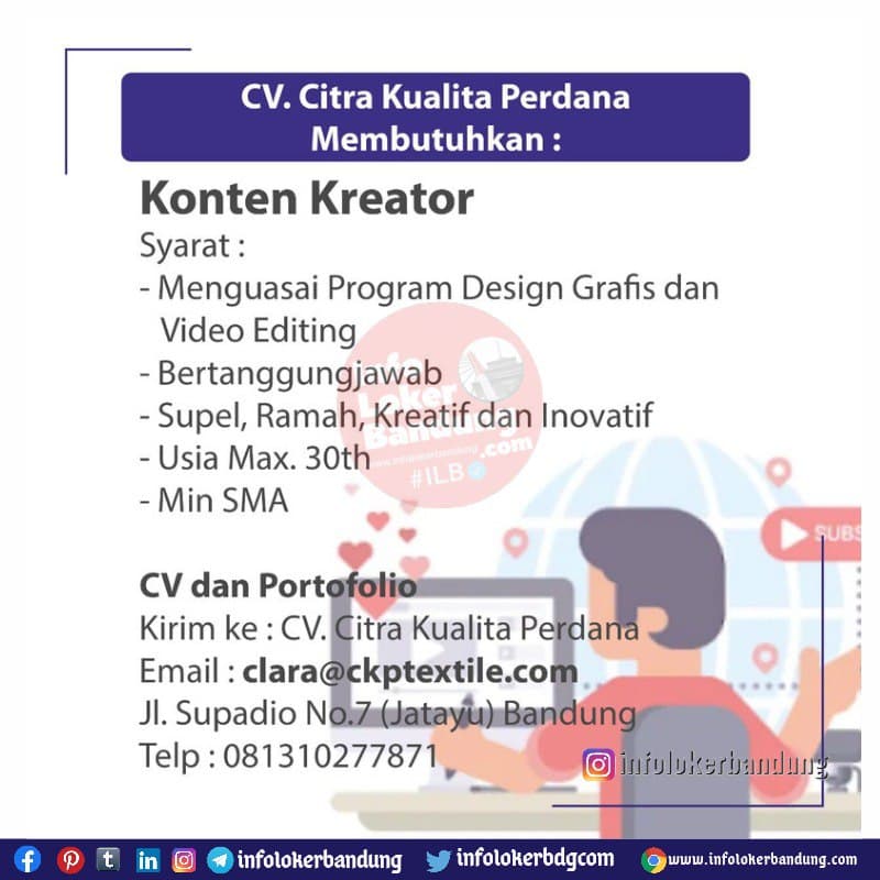 Lowongan Kerja CV.Citra Kualita Perdana Bandung November 2021