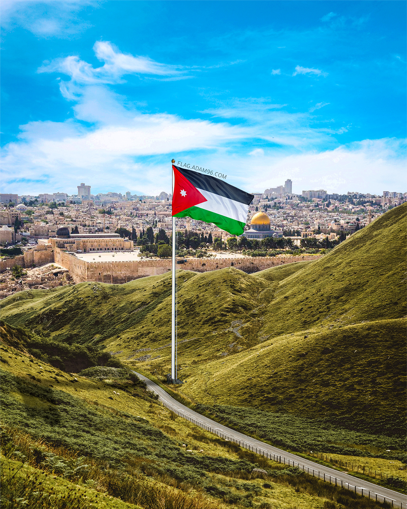 خلفية علم سلطنة الاردن في القدس اجمل خلفيات القدس Jordan Flag In Jerusalem