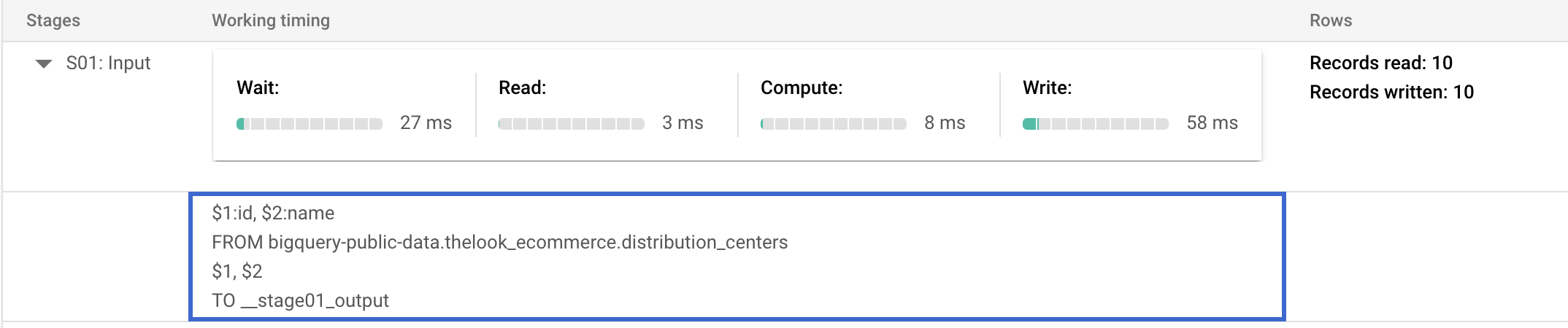 BigQuery - Broadcast join - input stage