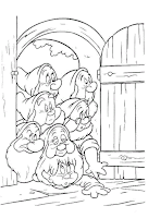 The dwarfs on the door coloring page