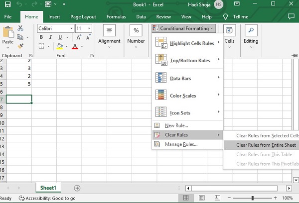 إغلاق ملف Excel عند حذف العمود