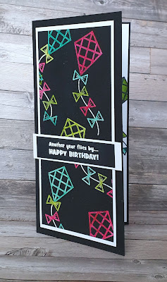 Kite delight Stampin up colouring on black cardstock card