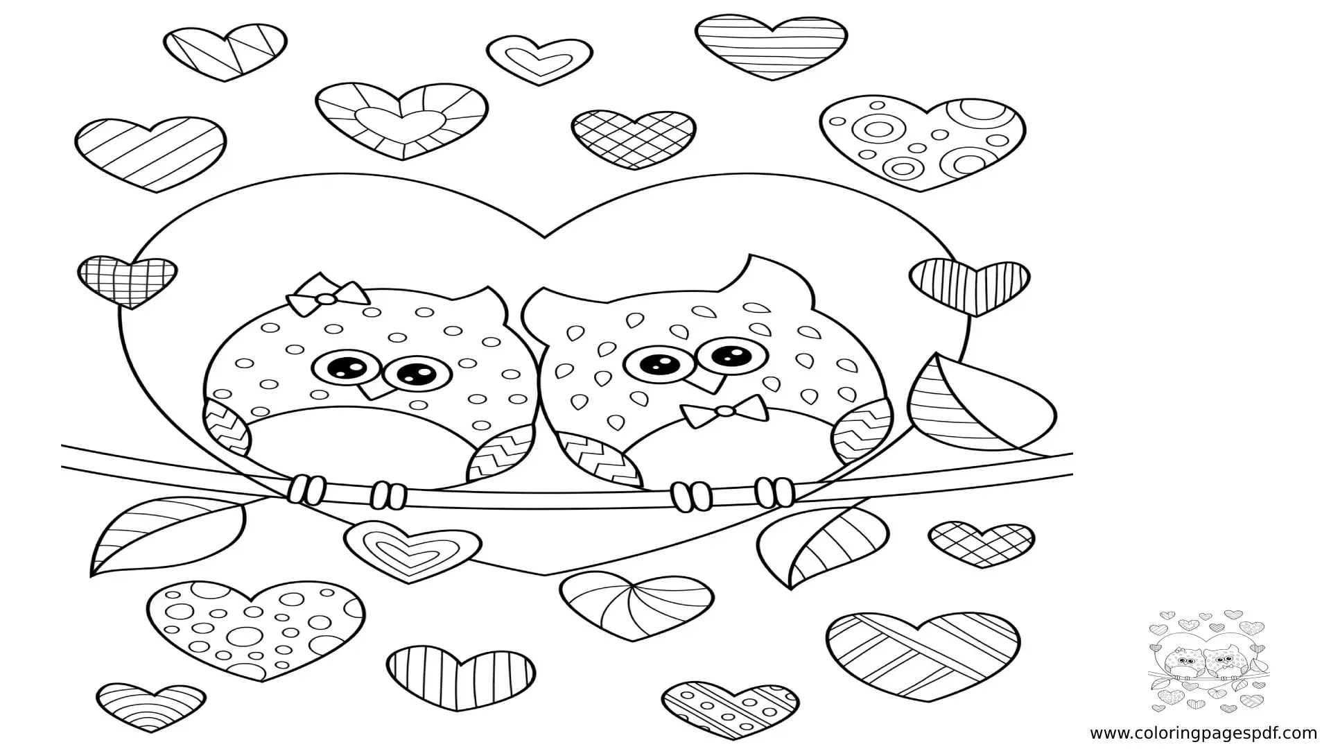 Coloring Pages Of Valentine's Day Owls