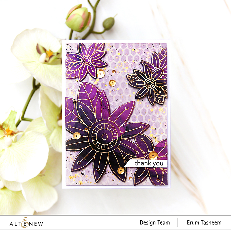 Altenew Quaint Blooms Stamp Set + Alcohol Ink Background Paper | Erum Tasneem | @pr0digy0