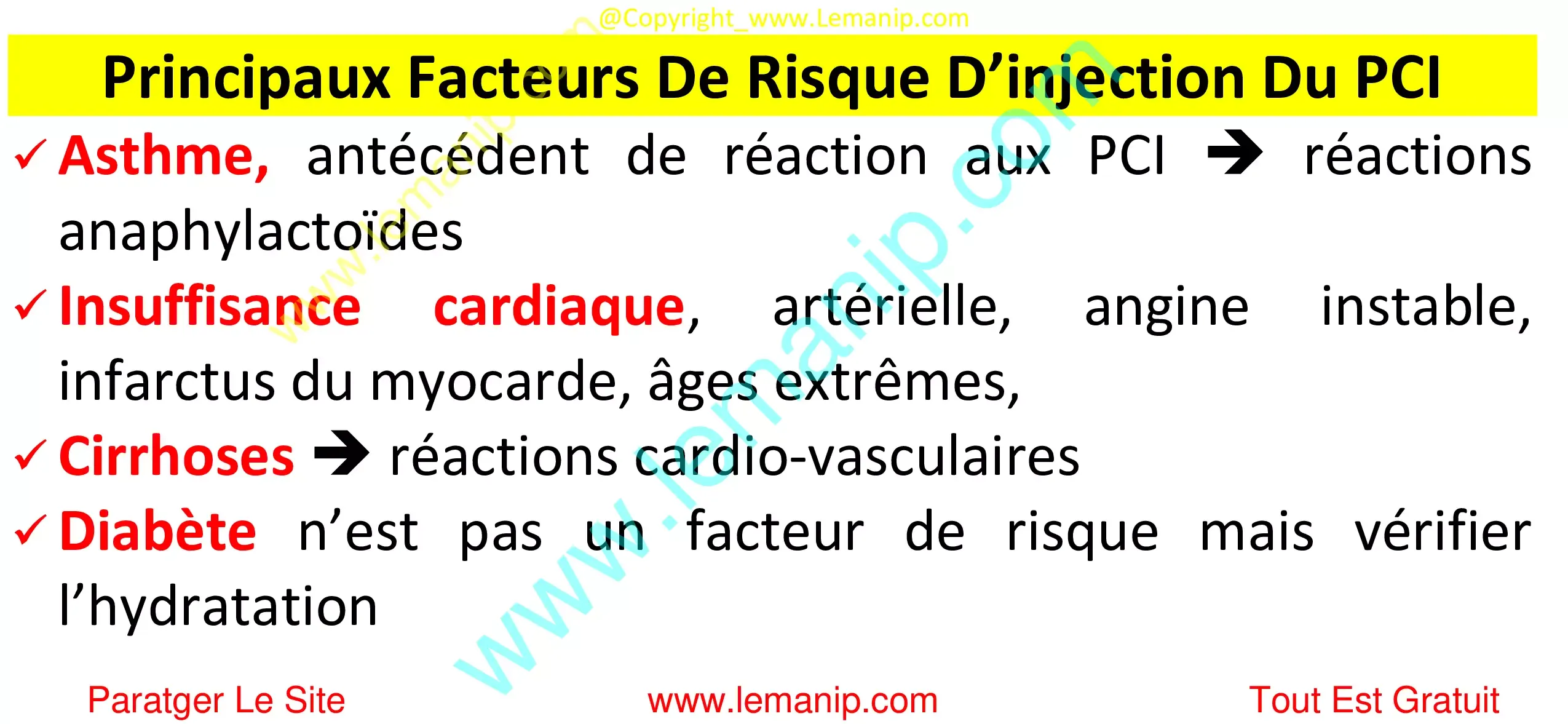 Principaux Facteurs De Risque D’injection Du PCI