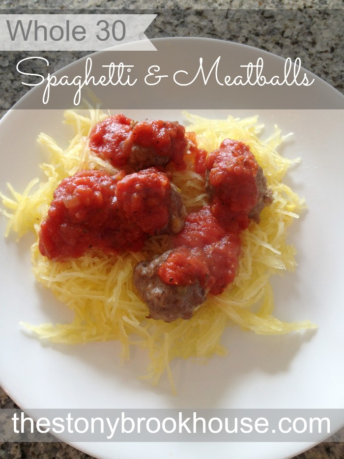 Whole 30 Spag Squash and meatballs