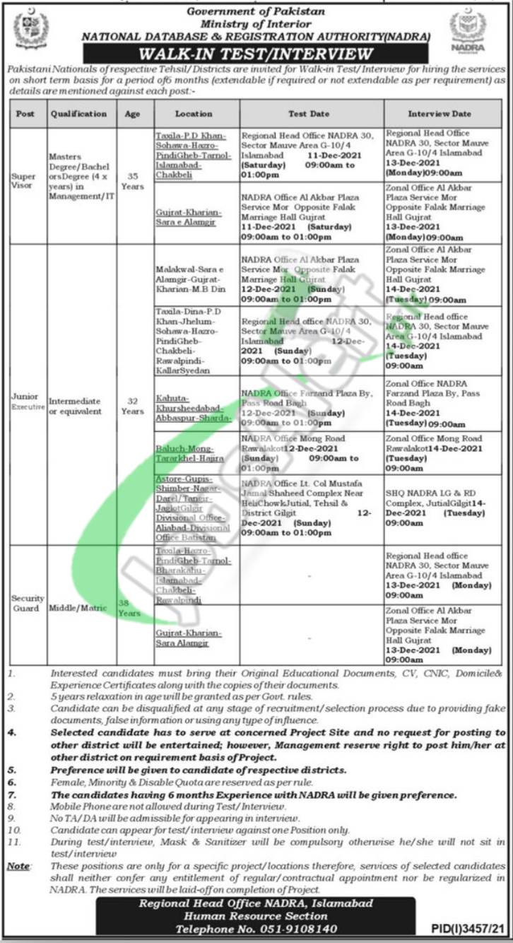 NADRA Islamabad Jobs 2021 Advertisement Latest Vacancies in Pakistan