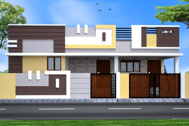 simple house front elevation designs for a single floor