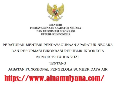 Permenpan RB Nomor 79 Tahun 2021 Tentang Jabatan Fungsional Pengelola Sumber Daya Air