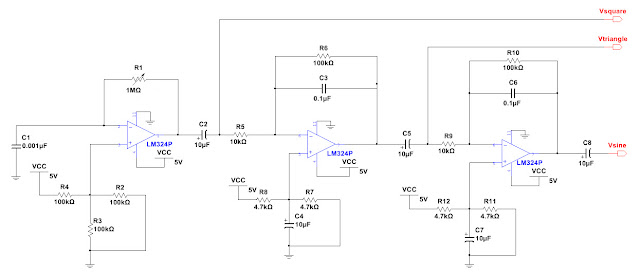 circuit diagram of function generator using LM324 op-amp