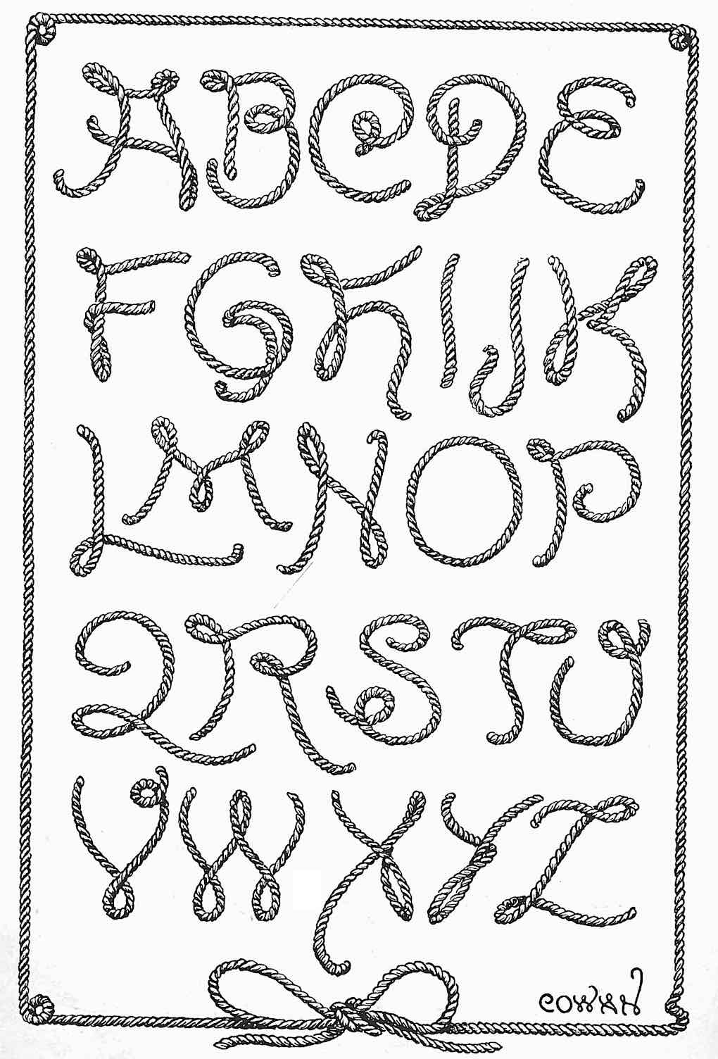 a 1912 rope alphabet