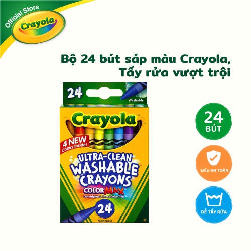 Mall Shop [ crayola_flagship_store ] Bộ 24 bút sáp màu Crayola, Tẩy rửa vượt trội - 526924