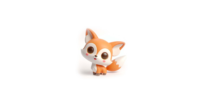 4k HD Wallpaper of 3D Little Cute Fox