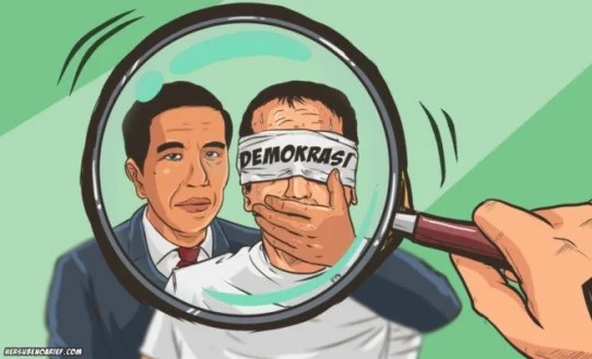 Demokrasi di Indonesia dianggap mengalami degradasi serius selama dua tahun pemerintahan  2 Tahun Rezim Jokowi-Ma'ruf: Demokrasi Dikebiri, Rakyat Takut Dibui!