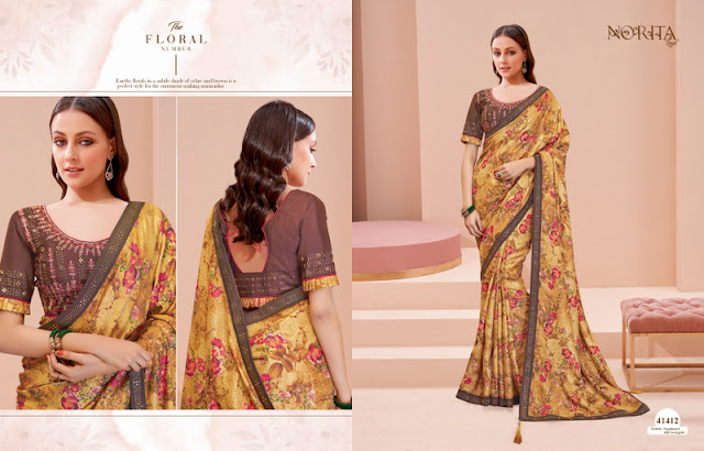 Mustard Georgette Resham Embroidery Designer Saree 41412