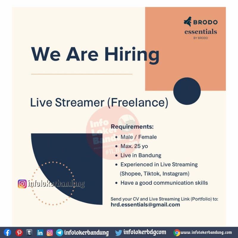 Lowongan Kerja Live Streamer Brodo Bandung November 2021