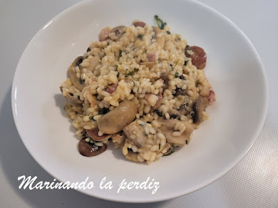 Risotto con champiñones portobello