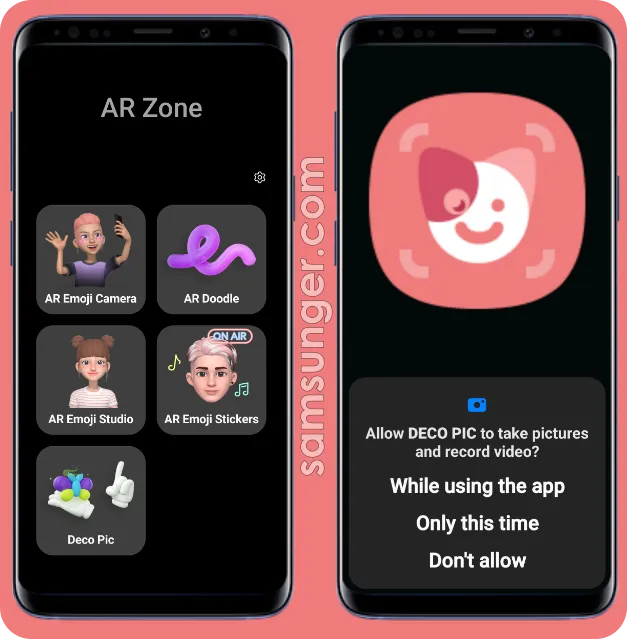 Deco Pic App in AR Zone and Permissions for App Picture
