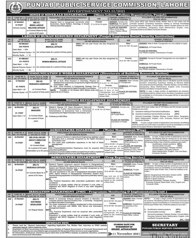 Today Latest Govt Jobs In Pakistan | Punjab Public Service Commission PPSC  Latest Jobs  Advertisement No. 32