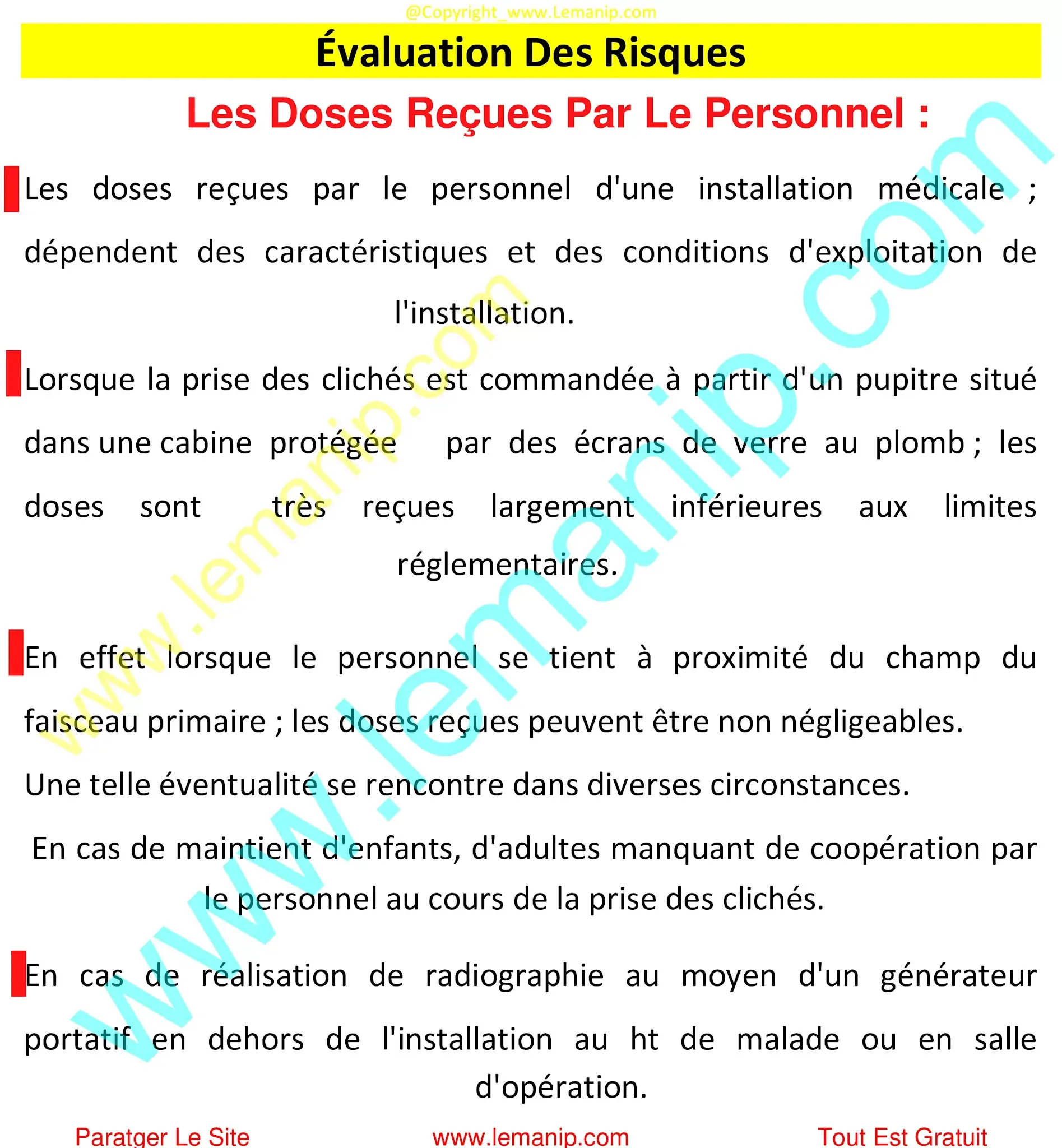 Évaluation Des Risques Des Rayonnements Ionisants Radioprotection