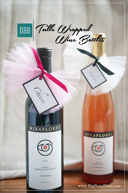 Tulle Wrapped Wine Bottles