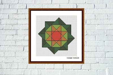 Sacred geometric ornament easy cross stitch embroidery pattern