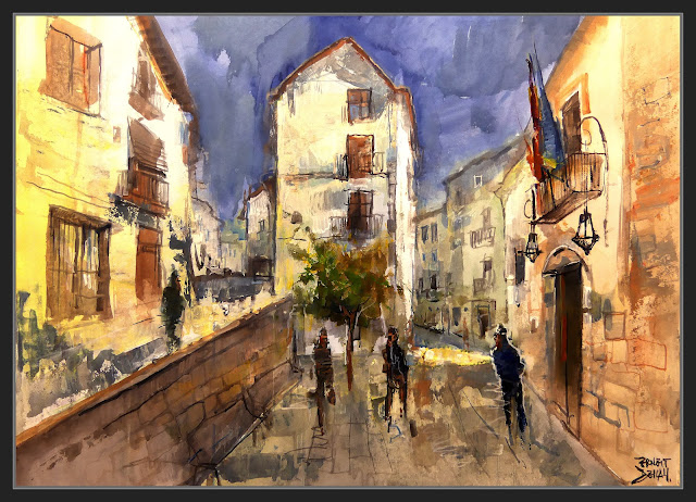 MORELLA-PINTURA-ARTE-AYUNTAMIENTO-CALLE-MARE DE DEU DEL PILAR-MANUEL ZAPORTA-PAISAJES-CENTRO HISTORICO-ARTISTA-PINTOR-ERNEST DESCALS