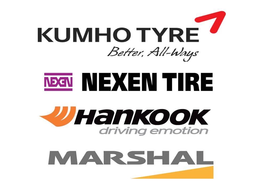 韓國四大輪胎品牌分別為KUMHO錦湖輪胎、NEXEN尼克森輪胎、HANKOOK韓泰輪胎、MARSHAL馬歇爾輪胎
