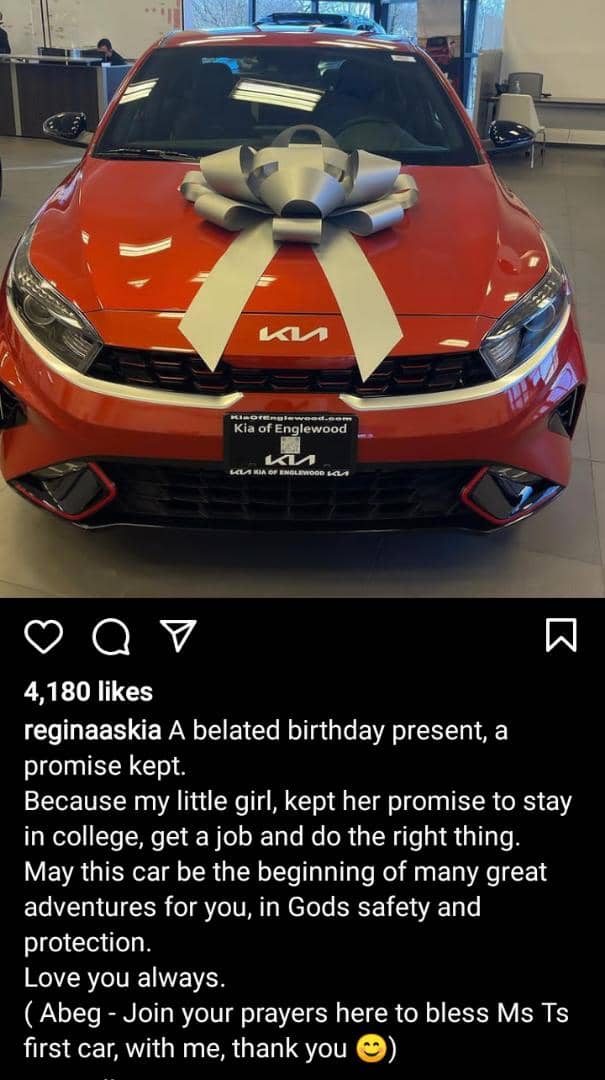 Regina Askia gifts her daughter a brand new car as a birthday gift (Photos)