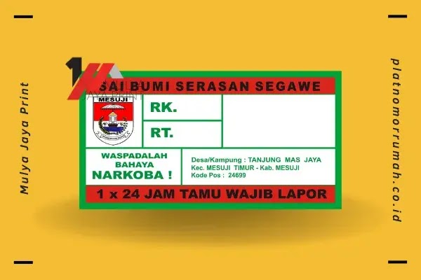 Percetakan Plat Nomor Rumah di <wilayah>Kabupaten Kepulauan Mentawai</wilayah> Terbesar dan Termurah