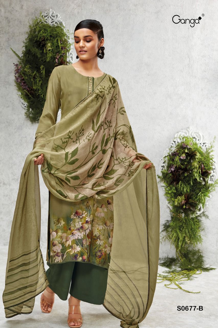Ganga Anahi 677 Plazzo Style Suits Catalog Lowest Price