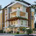 3 Floor flat roof style house design In Kerala