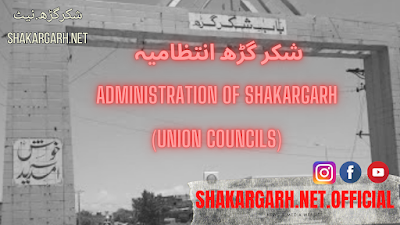 شکر گڑھ انتظامیہ Administration & Union Councils Of Shakargarh
