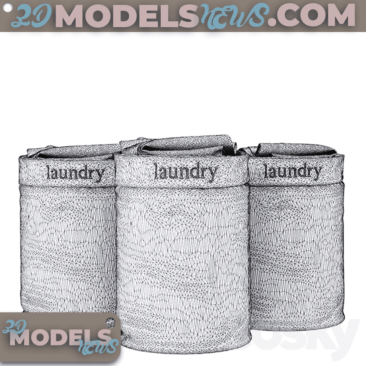 Laundry basket model in three different colors 2