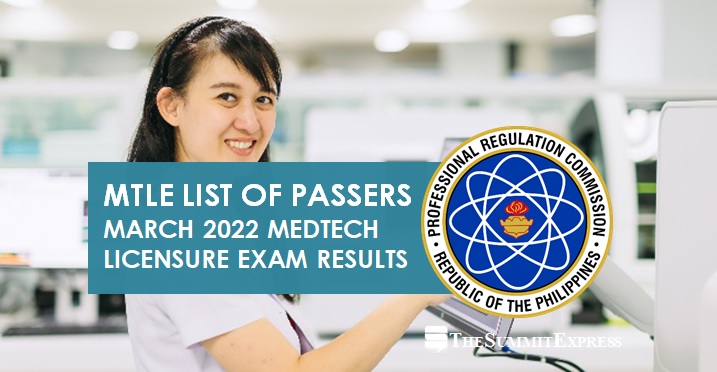 MTLE RESULTS: March 2022 Medtech board exam list of passers, top 10