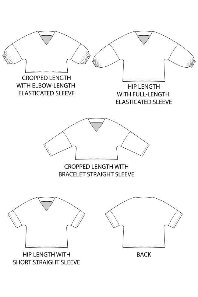 Samara sewing pattern technical drawings