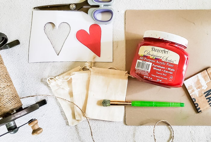 supplies for Valentines heart garland