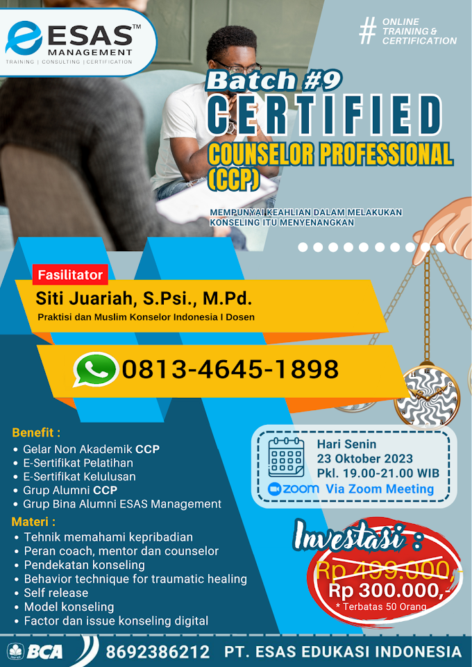 WA.0813-4645-1898 | Certified Counselor Professional (CCP) 23 Oktober 2023